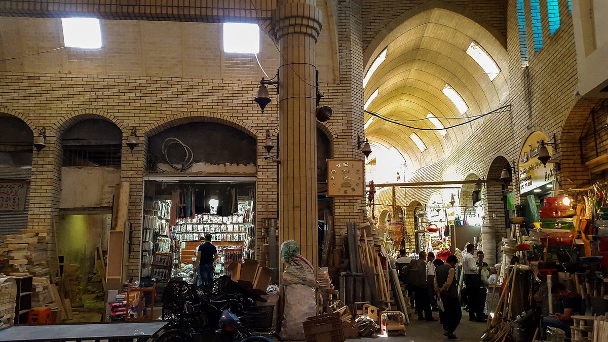 Shoppers in Erbil's covered Qaysari Bazaar in Iraqi Kurdistan, where prices are paid in cash