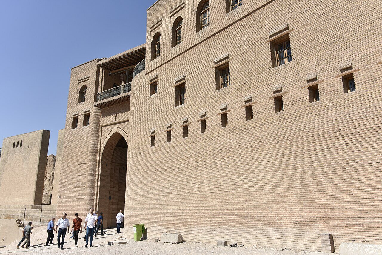 The monumental brick gate and walls of Erbil Citadel in Iraqi Kurdistan