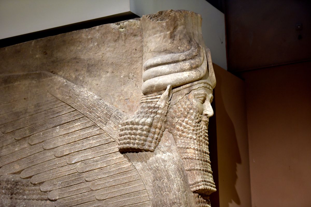 Assyrian winged-bull lamassu from Khorsabad in the Iraq Museum, Baghdad