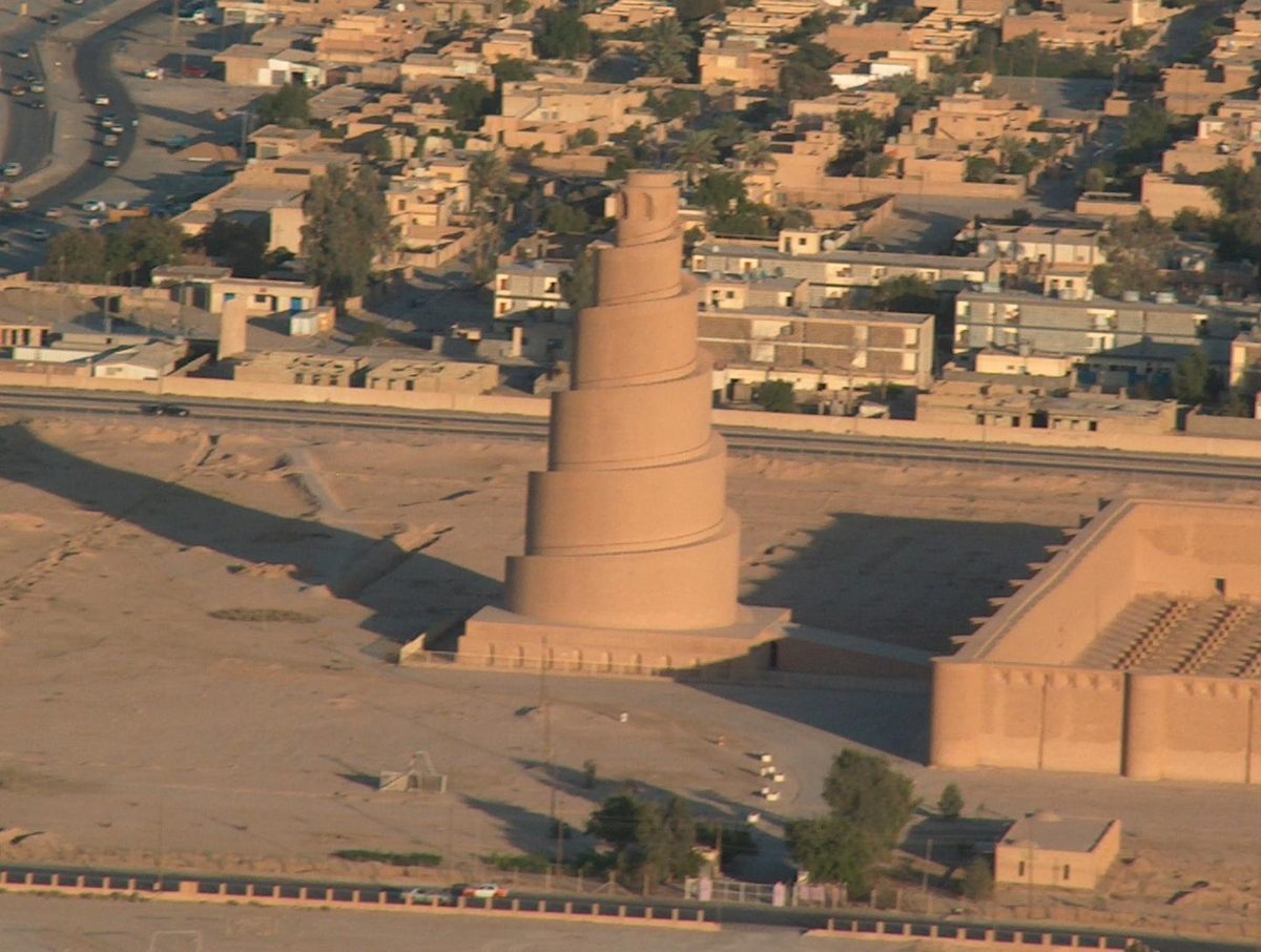 The spiral Malwiya minaret of the Great Mosque of Samarra
