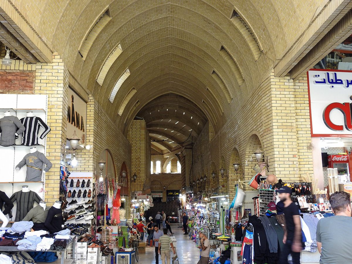 Inside the vaulted Qaysari Bazaar in Erbil — souks are where haggling is expected