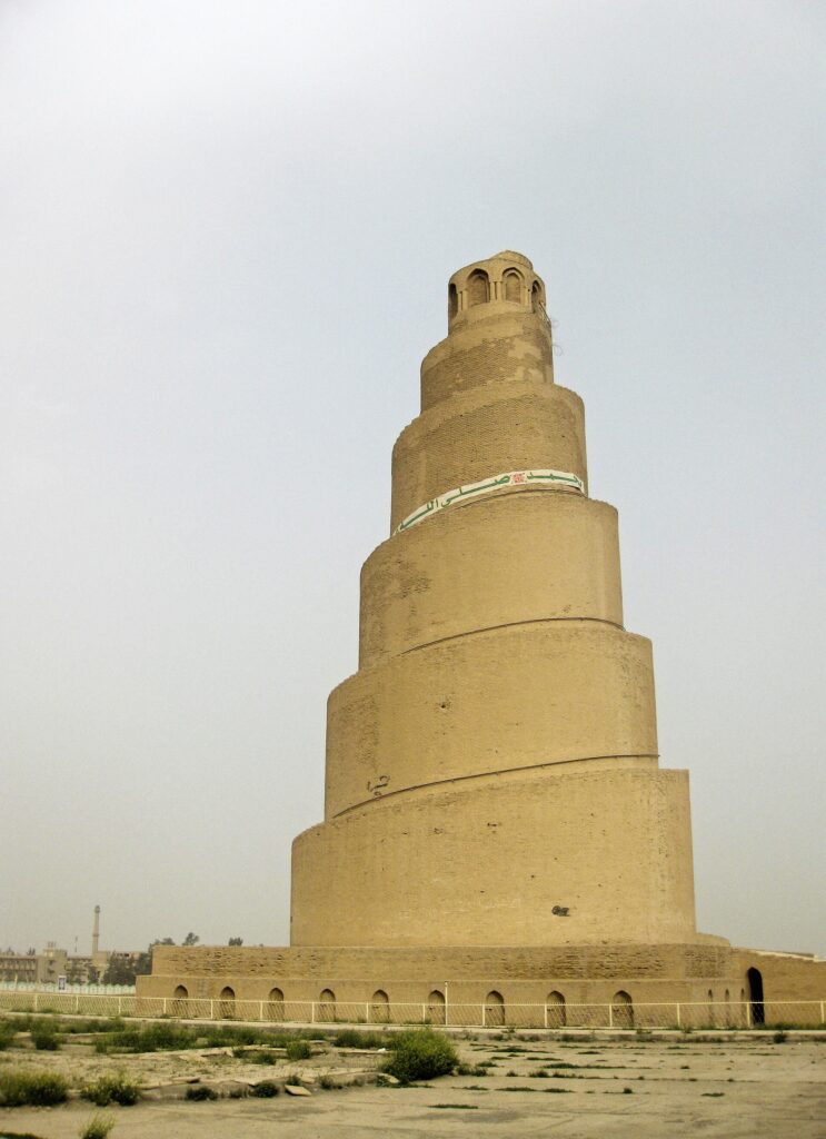 The 52-metre Malwiya minaret at Samarra, its external spiral ramp winding up to the top