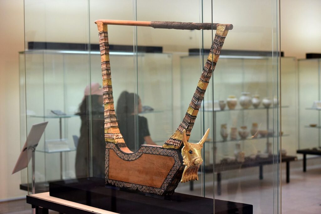 The Great Golden Lyre from Ur displayed in the Iraq Museum, Baghdad