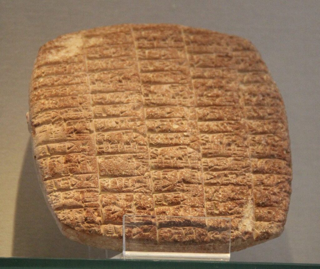 Clay tablet inscribed in cuneiform lamenting the ruin of Lagash, from Girsu, about 2350 BC