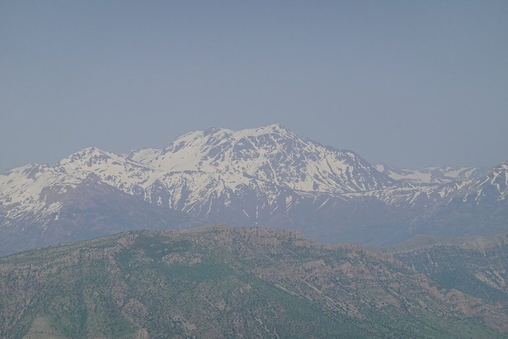 Mount Halgurd's snow-covered massif seen from Korek mountain